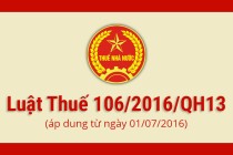 Luật 106/2016/QH13 sửa đổi, bổ sung Luật Thuế GTGT, TTĐB và Quản lý thuế